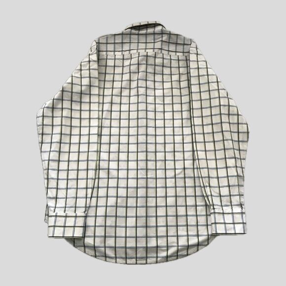 Robert Graham White Blue Check Embroidered Geometric Cotton Long Sleeve Shirt XL - Picture 4 of 9